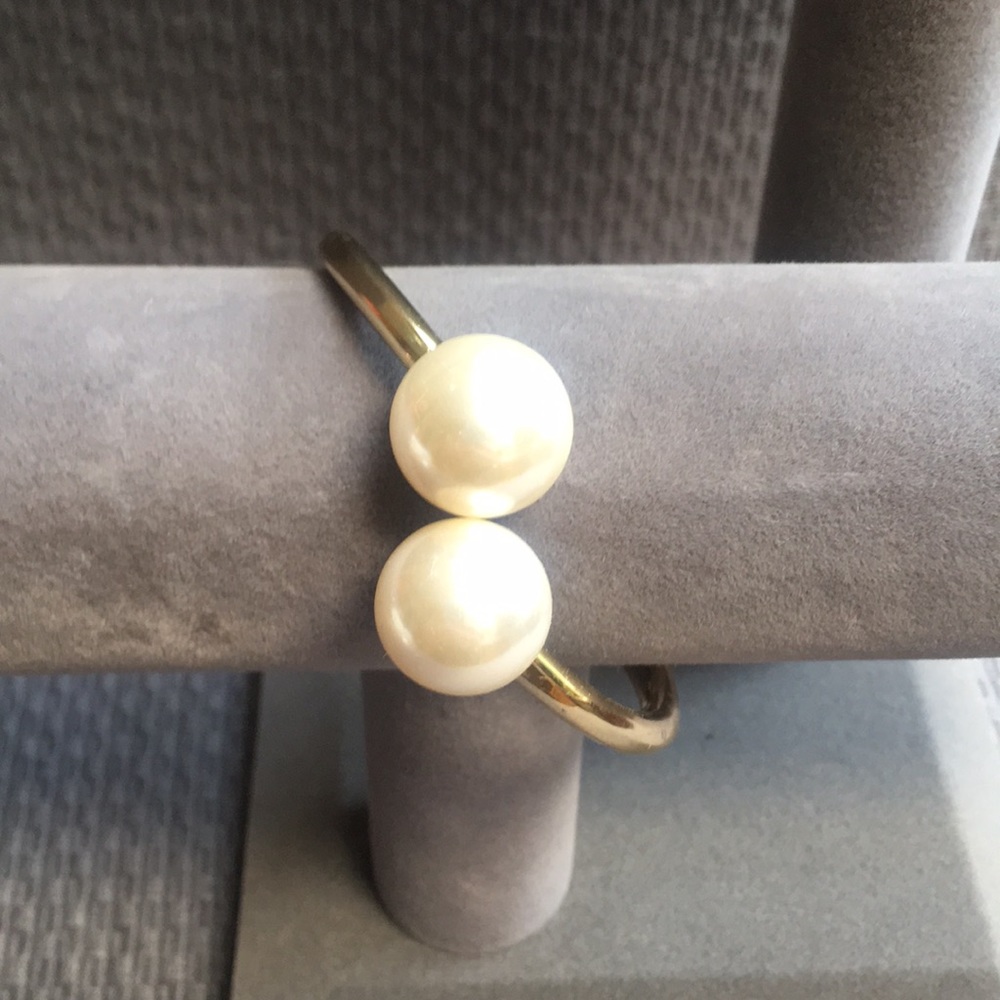 Gold and Pearl Hinge Bangle